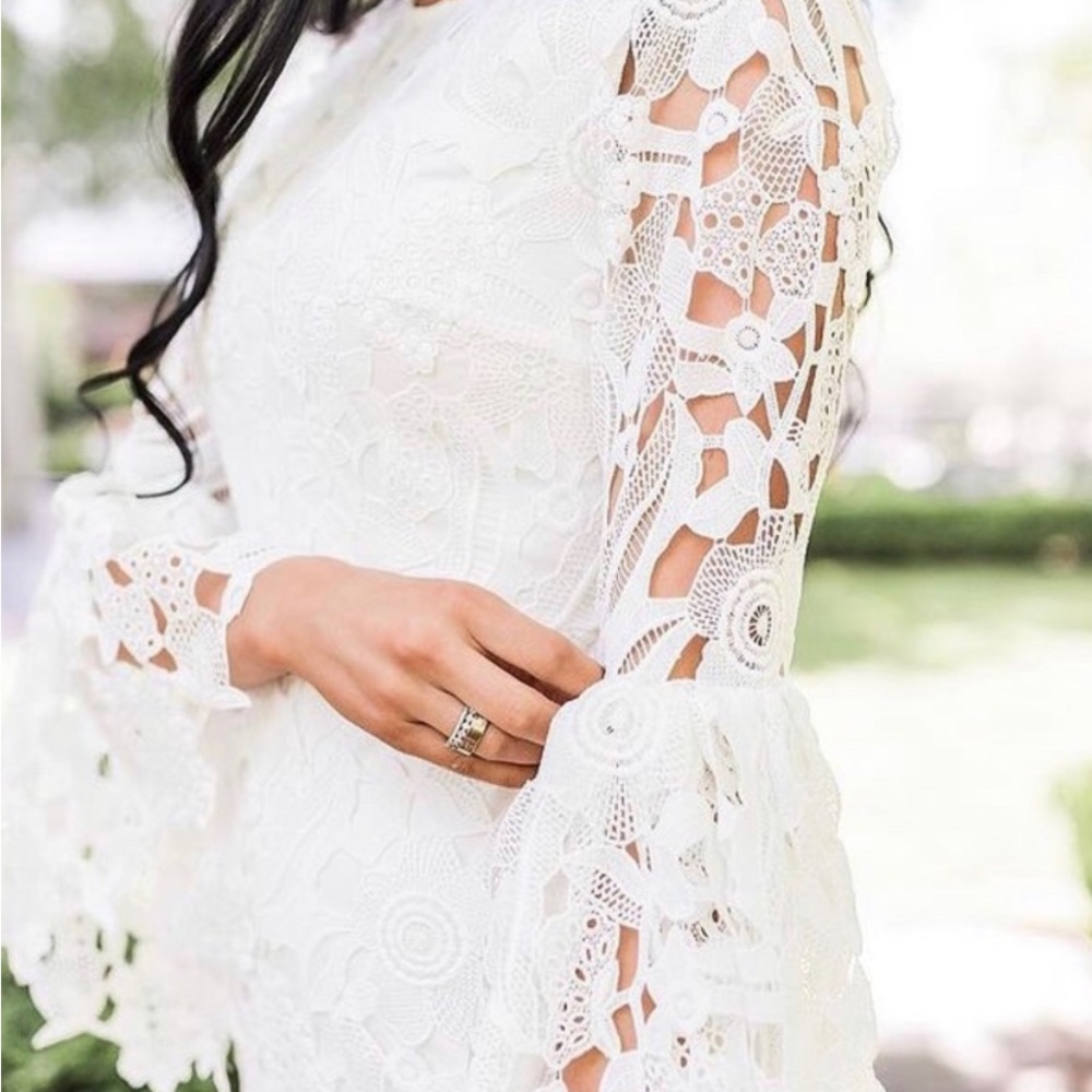 ISO Rachel Parcell Windsor Lace Dress in White. Size L